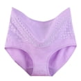 thumbnail image 2 of High-Rise Nylon Panties with Cute Print Plus Size Comfort Stretch Full Coverage Briefs Purple 2XL, 2 of 3