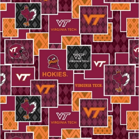 Official Licensed NCAA Virginia Tech University Argyle Boxes Fabric by the Yard