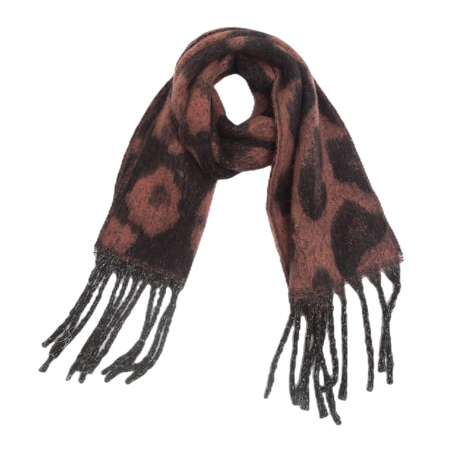 Bufanda cálida para mujer, chal colorido, suave, cómodo, elegante para clima frío, bufanda grande con estampado de leopardo y flecos de jacquard, bufanda larga de moda, borlas de cola de