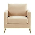 thumbnail image 3 of LeisureMod Accent Arm Chair Upholstered in Velvet with Gold Stainless Steel Sled Base and Removable Back and Seat Cushion No Assembly for Home, Bedroom, Office Lincoln Collection in Beige, 3 of 7
