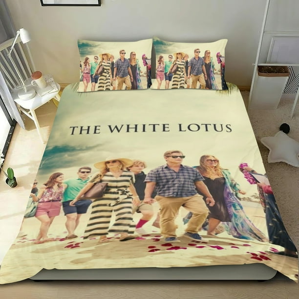 El Loto Blanco Conjunto de sábanas temático, trío de piezas, cómodo y amigable con la piel, diseño único, regalo de decoración para el hogar para familiares, amigos y fans, 90 cm * 190 cm