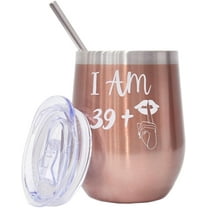 BOKALAKA 40th Birthday Women, 40th Birthday Gift For Women, Stainless Steel Wine Tumbler Gifts 40th Birthday Wife, Birthday Gift (350ml、12oz)