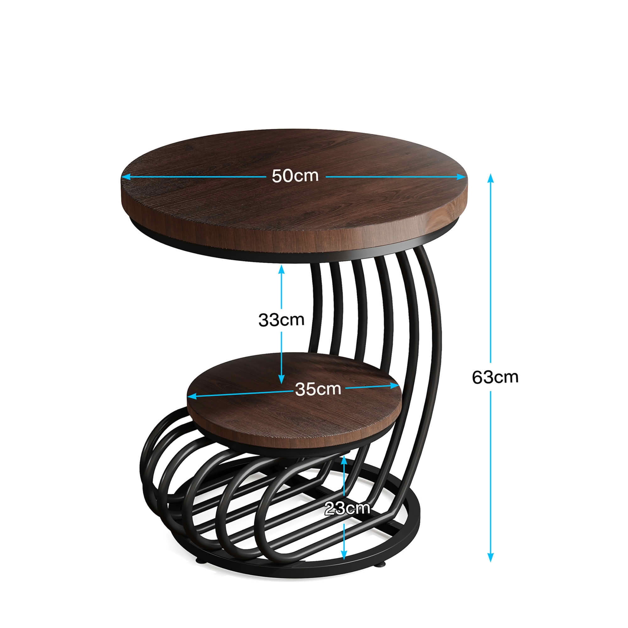 MAYEERTY 2-Tier Round End Side Table, White Faux Marble Top Gold Metal Frame Storage Nightstand for Bedroom Living Room