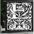 thumbnail image 3 of Ambesonne Monogram Shower Curtain, Old School E Letter Art, 69"Wx84"L, Black and White, 3 of 4