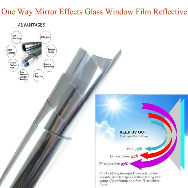 Home Tinting Window Film Privacy One Way Mirror Tint Solar UV Heat Reflective