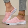 thumbnail image 3 of Women's Mesh Knit Mule Sneakers - Slip-on Backless Walking Shoes, Lightweight Breathable Casual Loafers, Comfortable Sporty Slides for Travel & Daily Wear,Pink,38, 3 of 10