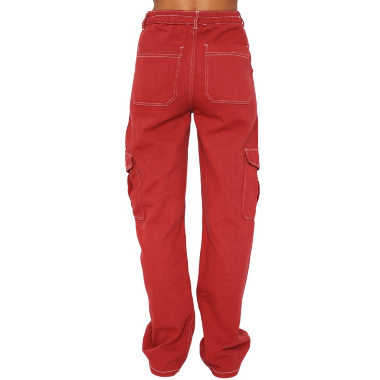 AMILIEe High Waist Cargo Pants for Women Straight Leg Cargo Trousers with  Pockets
