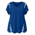 thumbnail image 6 of FchengtaiS Plus Size Tops Womens Short Sleeve V Neck Tshirts Hollow Out Summer Dressy Casual Loose Blouses 1X-5X, 6 of 7