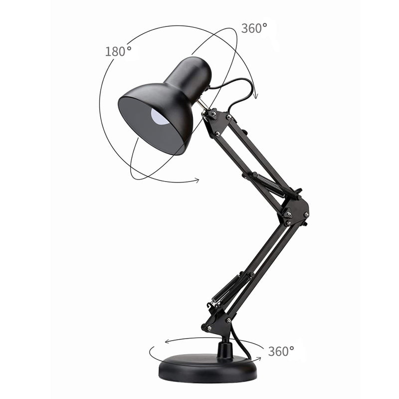 FIRVRE Metal Swing Arm Floor Lamp Black Adjustable Architect Reading Lamp Tall Pole Standing Lamp with On/Off Switch for Living Room Bedroom Study Room Office 