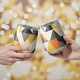 thumbnail image 2 of 12oz Stemless Wine Tumblers Modern Art Geometric Vacuum Insulated Stainless Steel Travel Tumbler Cups Mug with Lid and Straw for Champaign,Cocktail,Beer with Cleaning Brush, 2 of 5