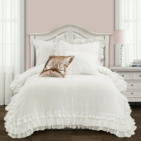 Ella Shabby Chic Ruffle Lace Comforter Set Multiple Colors