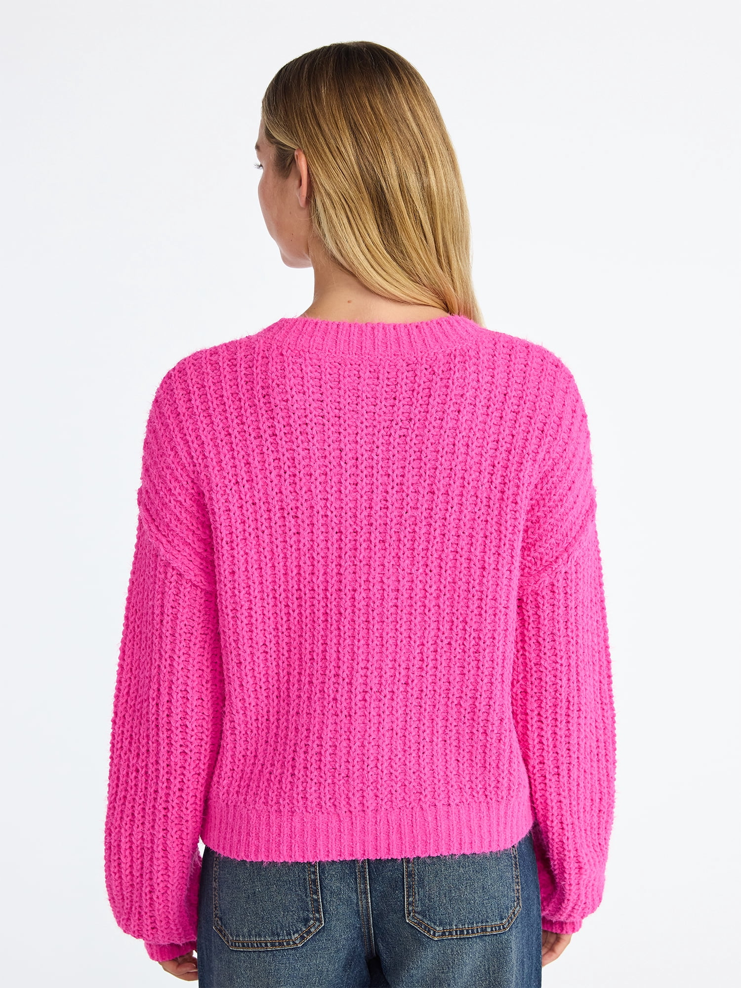 No Boundaries Cable Knit Sweater, Midweight, Women's