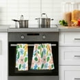 thumbnail image 4 of Yayeee 2 Pack Hand Towels for Bathroom 100% Cotton 16" x 28" Soft Absorbent Kitchen Towel, Retro Blue Floral, 4 of 7