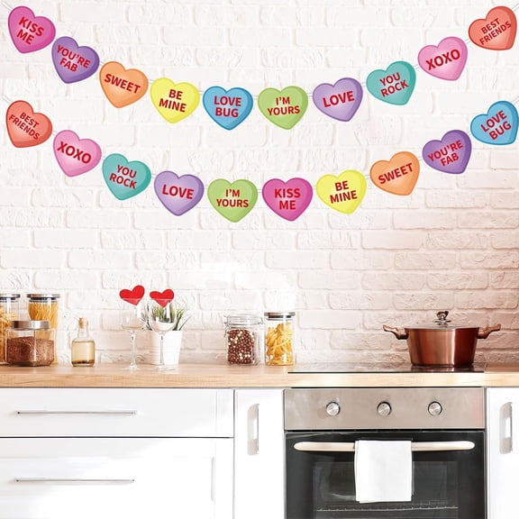 Happy Valentine's Day Banner Candy Conversation Heart Bunting Garland Handmade Party Hanging Banner