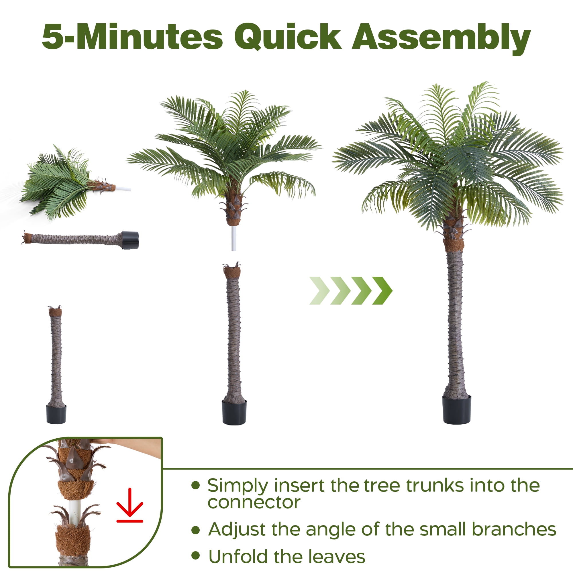 6FT Artificial Coconut Palm Tree (Set of 2),  Realistic Faux Sago Palm Plants for Indoor & Outdoor, Large Tropical Fake Trees for Home Office Garden Patio Poolside Decor