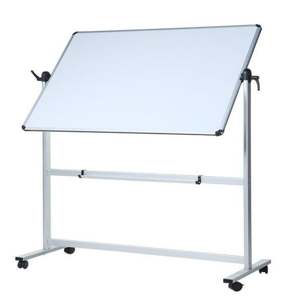 VIZ-PRO Double-Sided Magnetic Mobile Whiteboard, 48 x 36 Inches, Aluminium Frame and Stand White