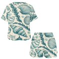 thumbnail image 3 of Beach Seashell Starfish Pajama Set for Women 2 Piece Sleepwear Loungewear Short Sleeve, 3 of 7