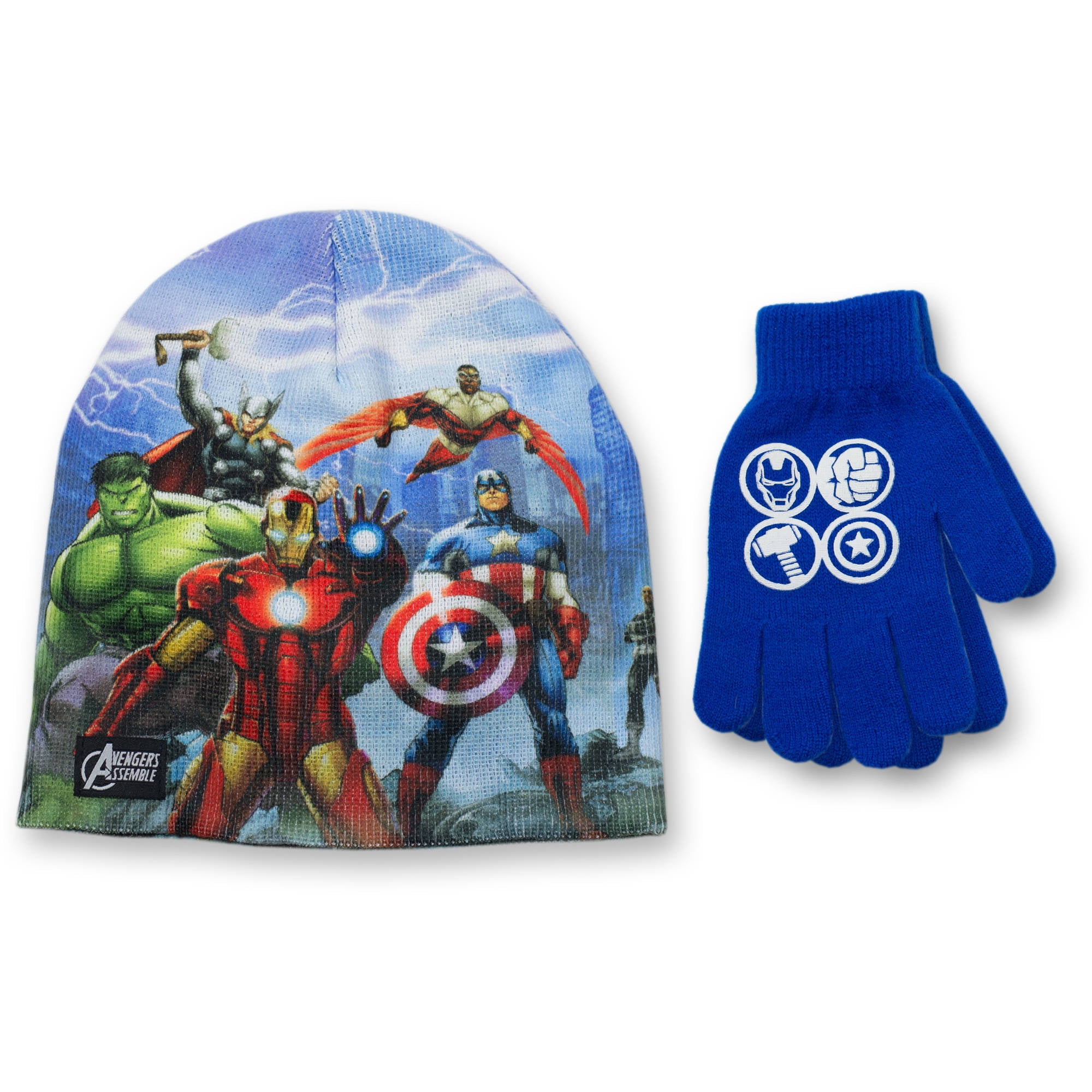 Official Marvel Avengers Winter Hat and Gloves Set Kids Age 2-13 Yrs