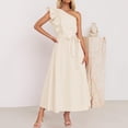 thumbnail image 2 of Wyzesi Robes pour Femmes pour Invitées de Mariage Automne Cocktail Robe d'Été pour Femmes à une Épaule à Volants Sans Manches Bohème Fluide Maxi Robes Pyjama de Noël Costume, 2 of 9