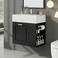 thumbnail image 3 of 21.8 inch Bathroom Vanity with Sink, Wall Mounted Floating Cabinet, One big Drawer, Adjustable Shelf, Toilet Paper Holder, Soft-Close System, Black, 3 of 9