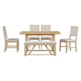 thumbnail image 5 of Dining Table Set for 6, TUANLUO 6 Piece Dining Table Set, Dining Room Set with Upholstered Bench and 4 Chairs, Wood Dining Table Set Furniture for Kitchen Dining Room Apartment, Natural, 5 of 10
