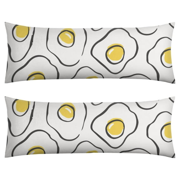 Cooking Inspired Body Pillow Case 20x54 - Food Print Long Pillow Cover with Invisible Zipper - Soft & Breathable Fabric for Maternity/Office Use - Eggshell & Chick Motif Machine Washable