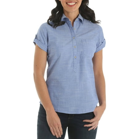 Riders by Lee Women's Short Sleeve Roll Tab Woven Shirt