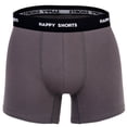 thumbnail image 4 of Happy Shorts Calzoncillos para Hombre, Paquete de 3 - Retro Jersey, Cintura con Logotipo Morado/Negro/Gris XL (X-Large), 4 of 7