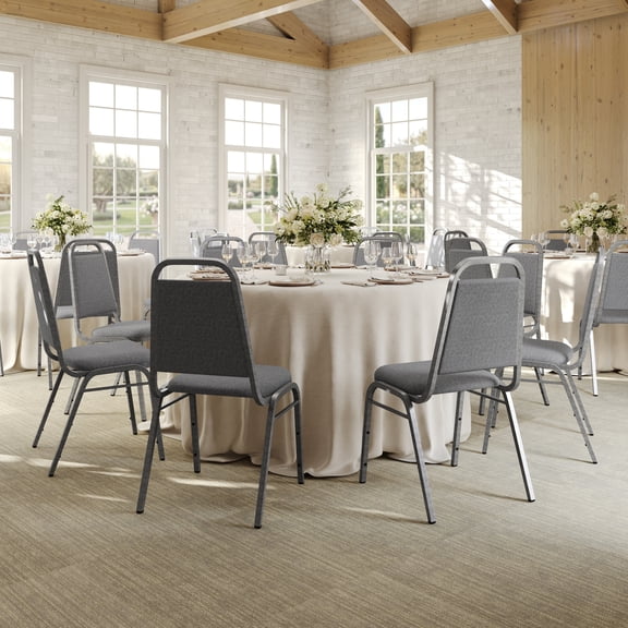Emma   Oliver Charcoal Gray Fabric-Padded Banquet Stackable Chairs