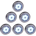 thumbnail image 1 of Luz LED con sensor de movimiento inalámbrico para armario, escaleras, pasillo, cocina, dormitorio (6 piezas) (carcasa plateada (luz blanca)), 1 of 5