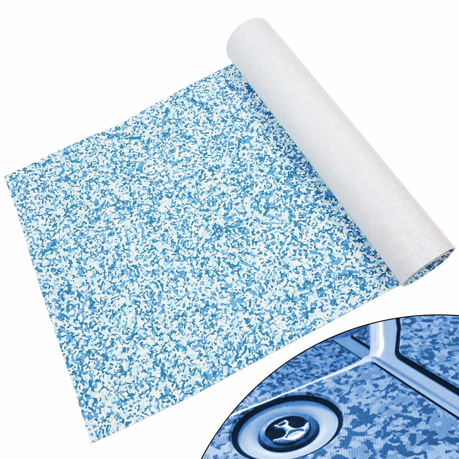 EVA Floor Mat with Glues on its Back for Boat Decks, RV Floors, Kayak Decks, Yacht Floors, Floating Docks, Surfboards, Golf Carts, Car Floors, and More (Blue White Camouflage)