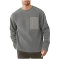 thumbnail image 1 of Lmnyox Chandails en Sherpa pour Hommes à Manches Longues, Col Rond, Chandails Décontractés à Enfiler avec Poche, Chandails de Base d'Hiver, 1 of 4