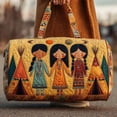 thumbnail image 3 of Quilted Hippie Van Duffle Bag with Adjustable Strap - Large Bohemian Travel Tote for Yoga Festival Gym Workout, Artistic Patchwork Carryall for Dance & Overnight Trips, 3 of 8