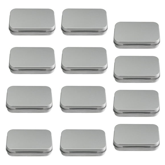 MasteelfCA 12Pcs Metal Box Small Items Collection Cards Storage Box Steel Mini Objects Tinplate Container (Silver)