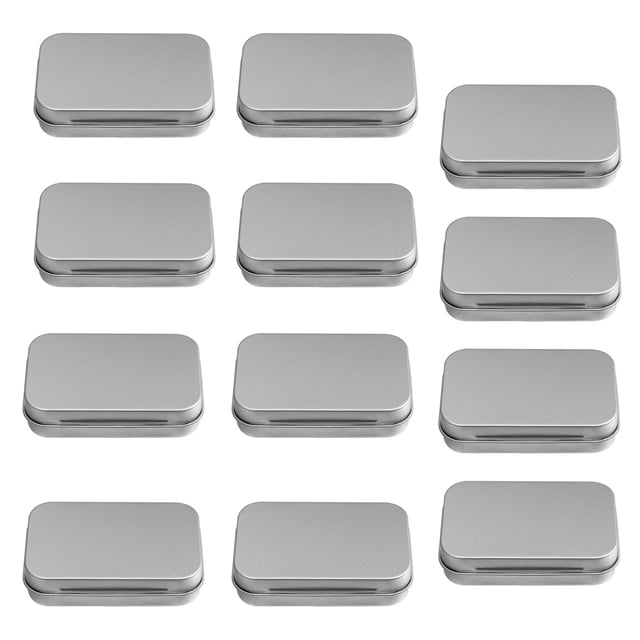MasteelfCA 12Pcs Metal Box Small Items Collection Cards Storage Box Steel Mini Objects Tinplate Container (Silver)