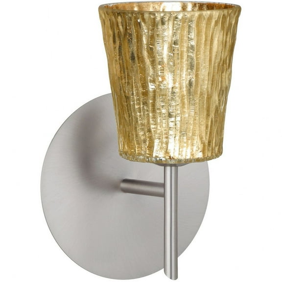 1SW-5125GF-LED-SN Besa Lighting Nico 4-One Light Mini Wall Sconce-5 Inches Wide by 7 Inches High-Satin Nickel Finish-Stone Gold Foil Glass Color-LED
