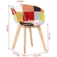 thumbnail image 2 of Resenkos Set for 2 Modern Patchwork Upholstered Dining Chairs, Club Guest Accent Arm Chair with Wood Legs, Red Fabric, 2 of 8