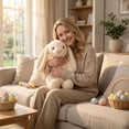 thumbnail image 5 of Bunny Stuffed Animal, 13.77in Cute Rabbit Plush, Easter Decor Gift Soft Bunny Plush Long Ear Stuffed Animal (Red), 5 of 5