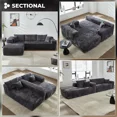 thumbnail image 3 of Ovios Plush Corduroy Sectional for Living Room Modular Gray Sleeper Sectional Couches and Sofas with Chaise Lounge Modern 104" Oversized L-Shape Sofa No Assembly Required, 3 of 10