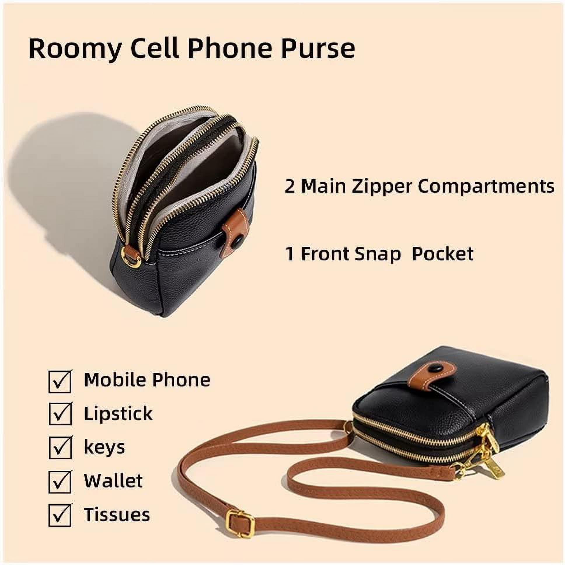 Small Crossbody Bag for Women Genuine Leather Cell Phone Purse Lightweight Shoulder Bag Vintage Daily Wallet Bag