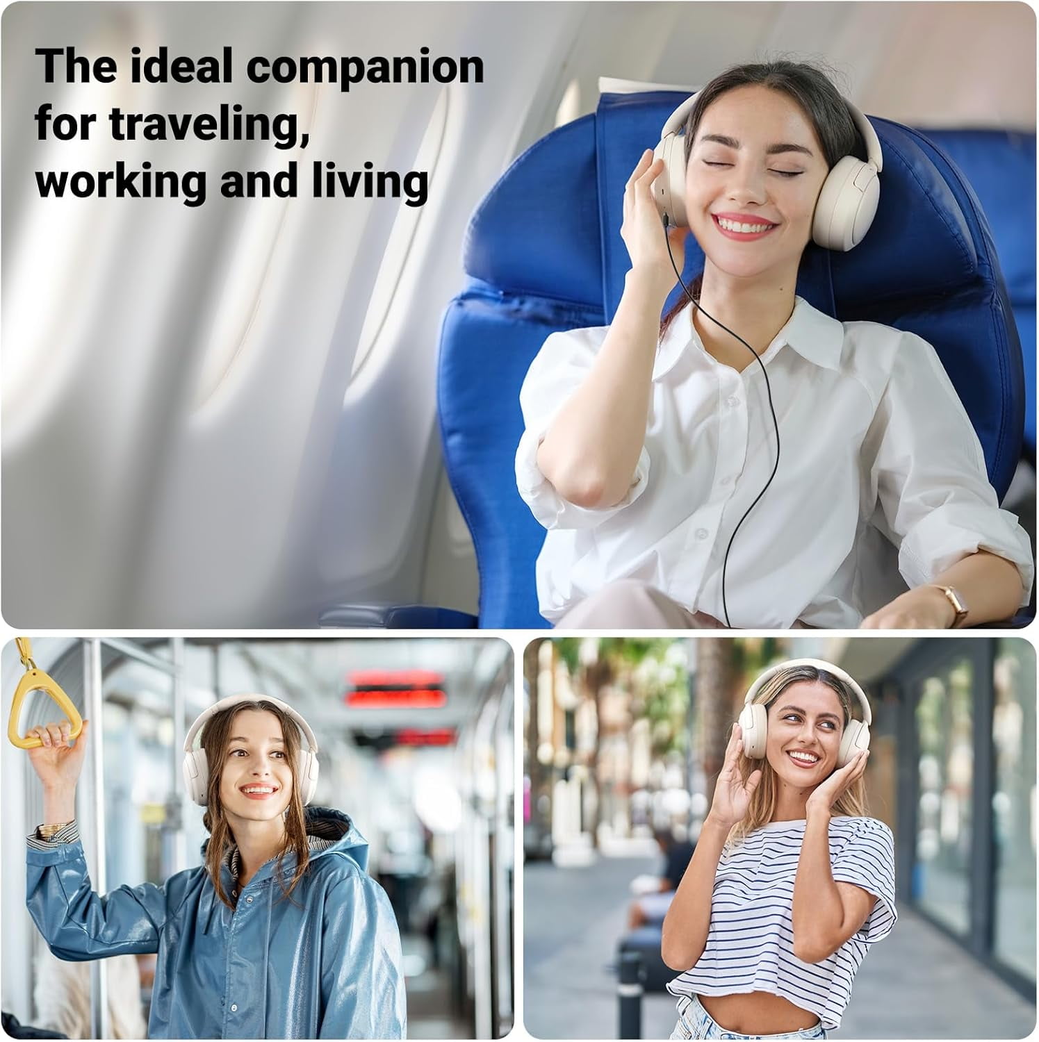 Edifier V80 Hybrid Active Noise Cancelling Headphones, True Wireless Over Ear Bluetooth Headset with 45H Playtime/Hi-Res Audio/Fast Charging/Multipoint Connection for Travel Home Office - Ivory
