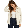 thumbnail image 6 of CBASIHI Womens Waffle Knit Long Sleeve Shackets- Oversized Casual Fall Collared Lightweight Button Down Shirt Jacket Khaki Size S-3XL, 6 of 6