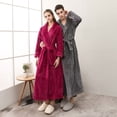 thumbnail image 3 of Camisón de terciopelo para pareja de otoño e invierno, bata de baño gruesa de gran tamaño para hombres y mujeres, pijama alargado, camisón blanco, 3 of 6
