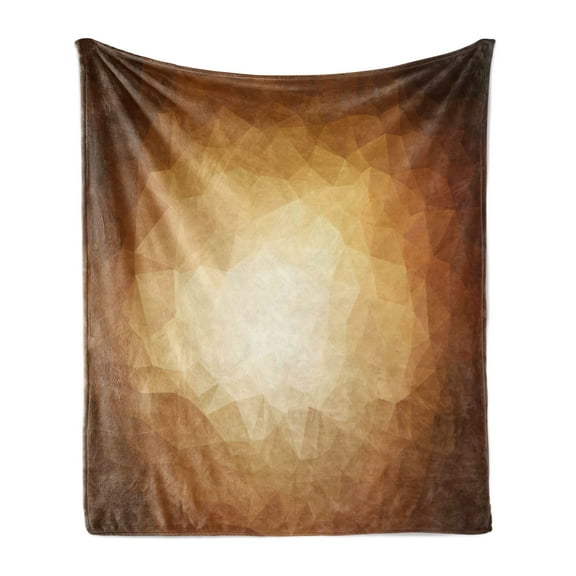 Tan Soft Flannel Fleece Throw Blanket, Abstract Triangles in Mosaic Form Modern Geometrical Retro Graphic, Cozy Plush for Indoor and Outdoor Use, 60" x 80", Brown Pale Brown Tan, by Ambesonne