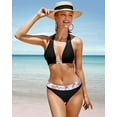 thumbnail image 3 of Charmo Womens Halter Bikini Swimsuit High Cut 2 Piece Bathing Suits, 3 of 7