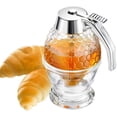 thumbnail image 1 of Dispensador de miel – Recipiente de cristal para miel con soporte sin goteo y tapa de acero inoxidable – Hermoso tarro dispensador de jarabe con soporte, 1 of 5