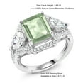thumbnail image 5 of Gem Stone King 925 Sterling Silver Green Prasiolite Ring for Women (3.69 Cttw, Emerald Cut 10X8MM, Gemstone, Size 6), 5 of 5