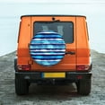 thumbnail image 6 of Pofeuu Ice Blue Stripes Print Spare Tire Wheel Cover for Car Truck SUV Camper Universal Fit Spare Tire Cover RV Spare Tire Covers-14 inch, 6 of 6