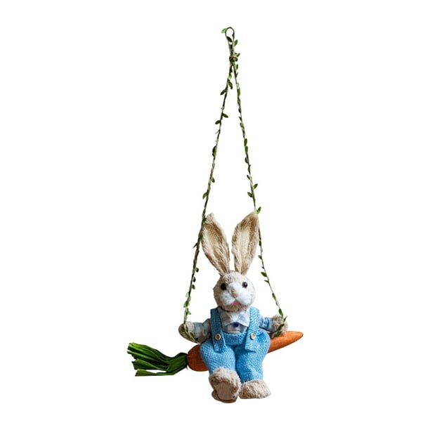 Colgante de de Pascua, coleccionable, decorativo, simulación, artesanía, columpio, conejo, adorno colgante para decoración de bares, oficina, Masculino Sunnimix Colgante Conejo de Pascua