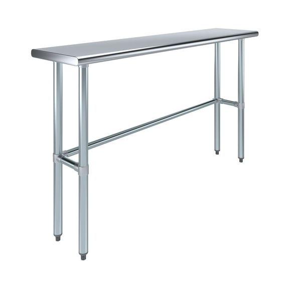 AmGood 60" Long x 14" Deep Stainless-Steel Work Table Open Base, Workstation, Metal Work Bench